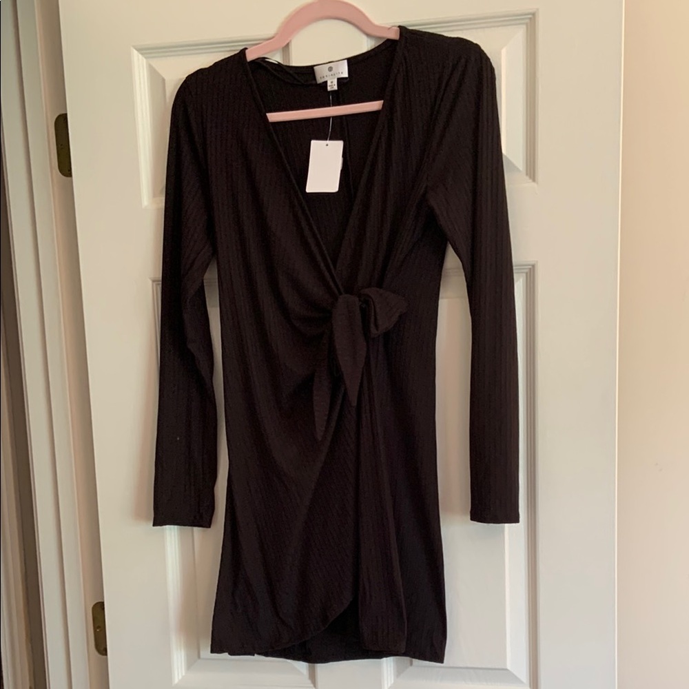Socialite Brown Long Sleeve Wrap Dress